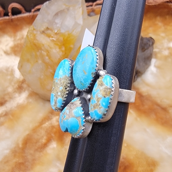 NEW Sterling Silver No. 8 Mine Turquoise Adjustable Statement Ring Chunky Heart - Picture 11 of 14